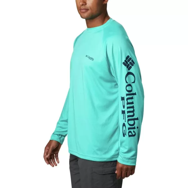 imageColumbia Mens Terminal Tackle Long Sleeve ShirtBright AquaCollegiate Navy Logo