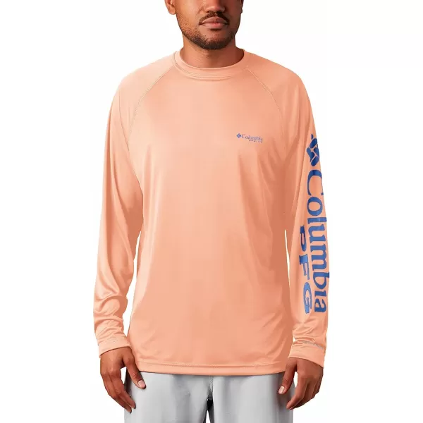 imageColumbia Mens Terminal Tackle Long Sleeve ShirtBright Nectar HeatherVivid Blue Logo