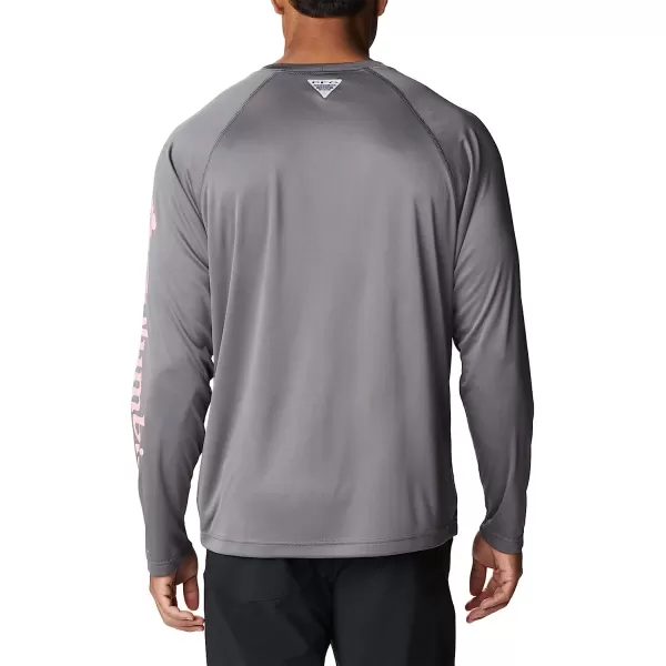 imageColumbia Mens Terminal Tackle Long Sleeve ShirtCity GreyPink Pop Logo