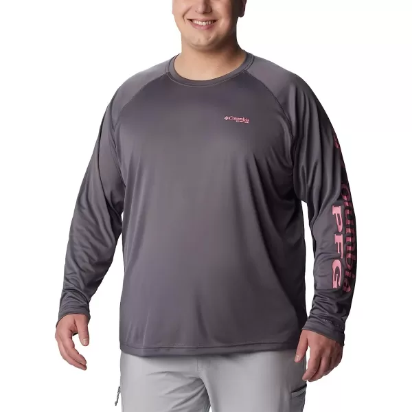 imageColumbia Mens Terminal Tackle Long Sleeve ShirtCity GreyPink Pop Logo
