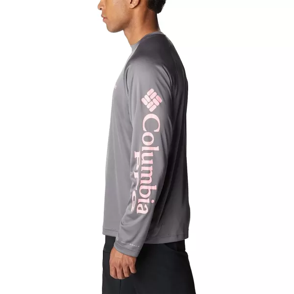 imageColumbia Mens Terminal Tackle Long Sleeve ShirtCity GreyPink Pop Logo