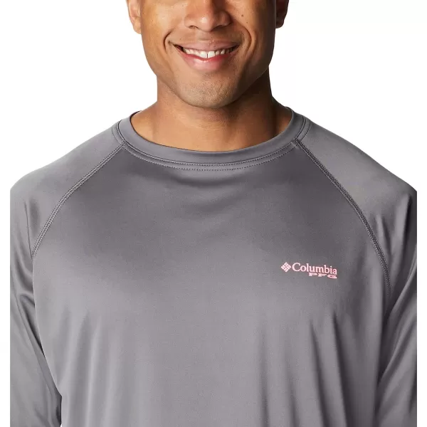 imageColumbia Mens Terminal Tackle Long Sleeve ShirtCity GreyPink Pop Logo