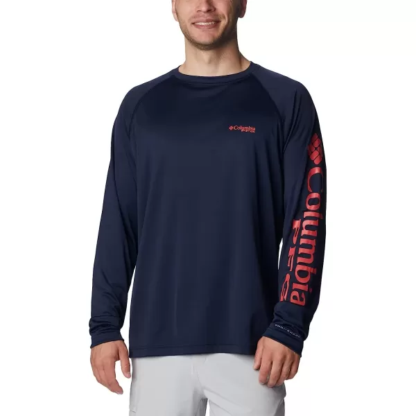 imageColumbia Mens Terminal Tackle Long Sleeve ShirtCollegiate NavySunset Red Logo