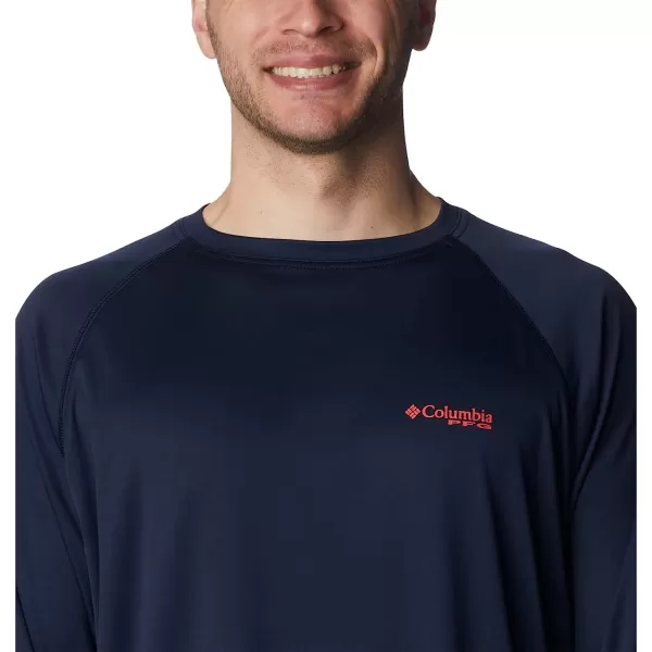 imageColumbia Mens Terminal Tackle Long Sleeve ShirtCollegiate NavySunset Red Logo