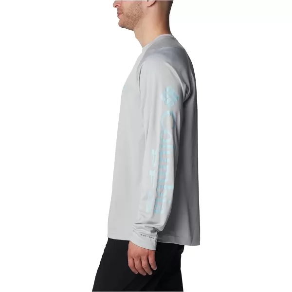 imageColumbia Mens Terminal Tackle Long Sleeve ShirtCool GreySpring Blue Logo