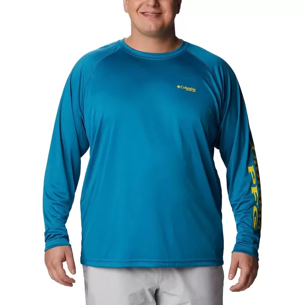 imageColumbia Mens Terminal Tackle Long Sleeve ShirtDeep MarineLaser Lemon Logo