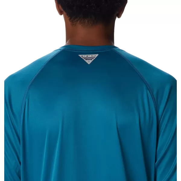 imageColumbia Mens Terminal Tackle Long Sleeve ShirtDeep MarineLaser Lemon Logo