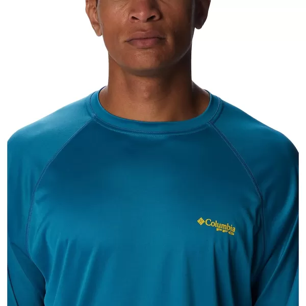 imageColumbia Mens Terminal Tackle Long Sleeve ShirtDeep MarineLaser Lemon Logo