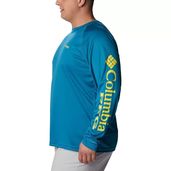 imageColumbia Mens Terminal Tackle Long Sleeve ShirtDeep MarineLaser Lemon Logo