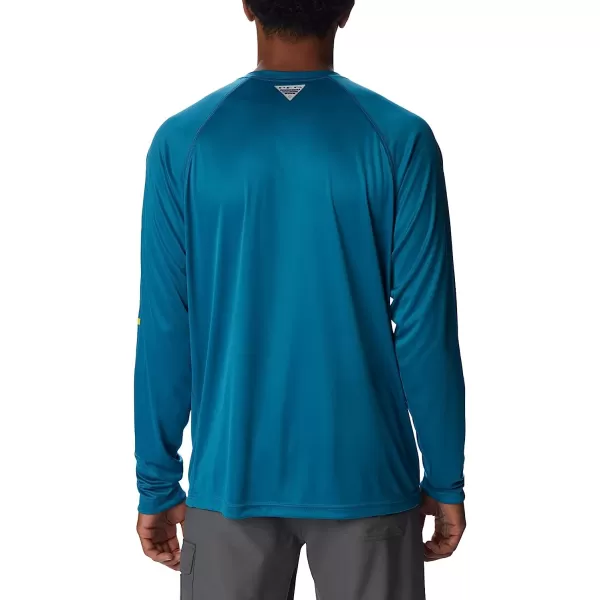 imageColumbia Mens Terminal Tackle Long Sleeve ShirtDeep MarineLaser Lemon Logo