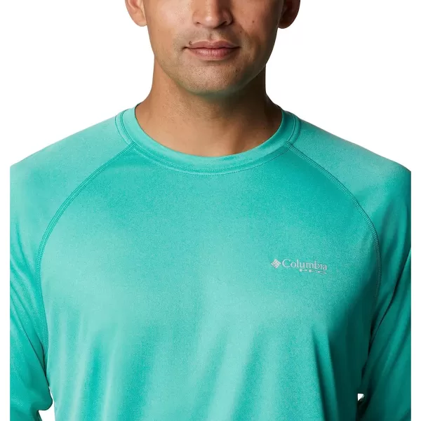 imageColumbia Mens Terminal Tackle Long Sleeve ShirtElectric Turquoise HeatherCool Grey Logo