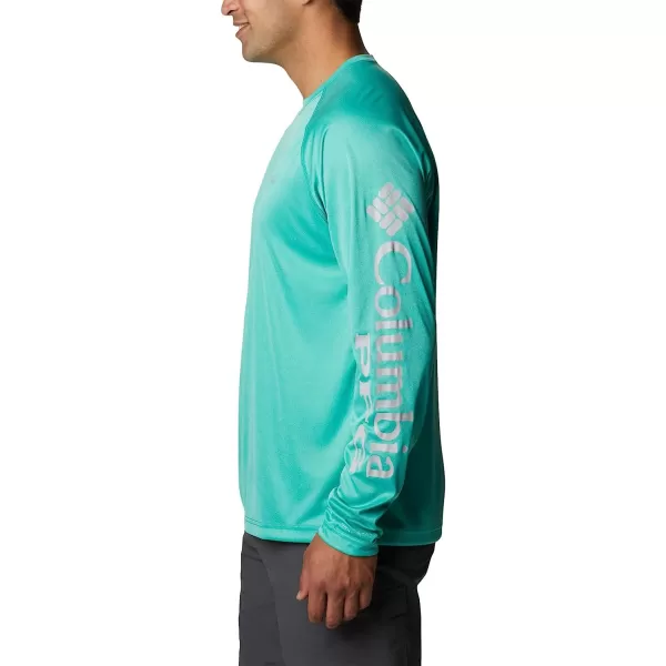 imageColumbia Mens Terminal Tackle Long Sleeve ShirtElectric Turquoise HeatherCool Grey Logo