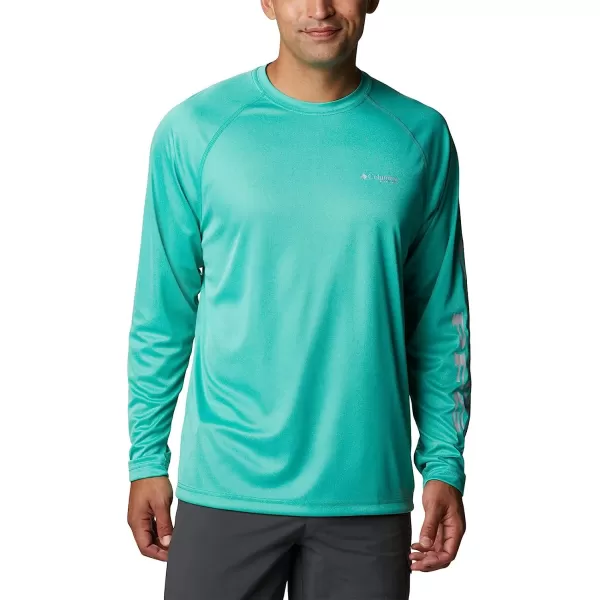 imageColumbia Mens Terminal Tackle Long Sleeve ShirtElectric Turquoise HeatherCool Grey Logo