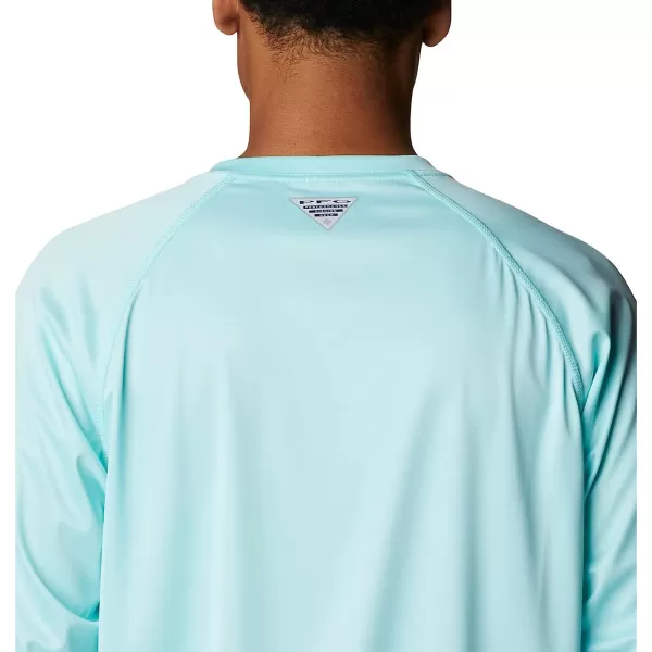 imageColumbia Mens Terminal Tackle Long Sleeve ShirtGulf Stream HeatherLaser Lemon Logo