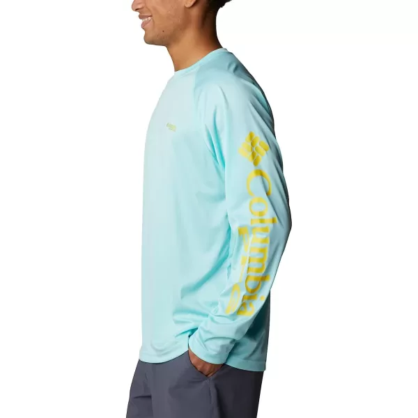 imageColumbia Mens Terminal Tackle Long Sleeve ShirtGulf Stream HeatherLaser Lemon Logo