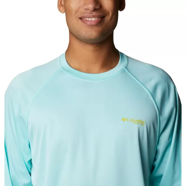 imageColumbia Mens Terminal Tackle Long Sleeve ShirtGulf Stream HeatherLaser Lemon Logo
