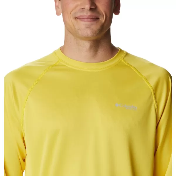 imageColumbia Mens Terminal Tackle Long Sleeve ShirtLaser Lemon HeatherCool Grey Logo