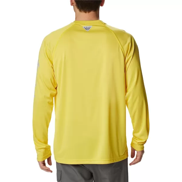 imageColumbia Mens Terminal Tackle Long Sleeve ShirtLaser Lemon HeatherCool Grey Logo
