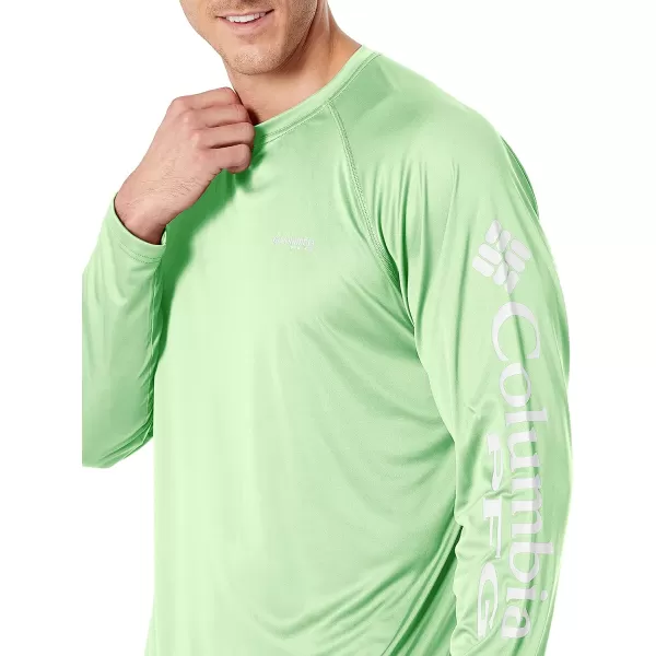 imageColumbia Mens Terminal Tackle Long Sleeve ShirtLime GlowWhite Logo
