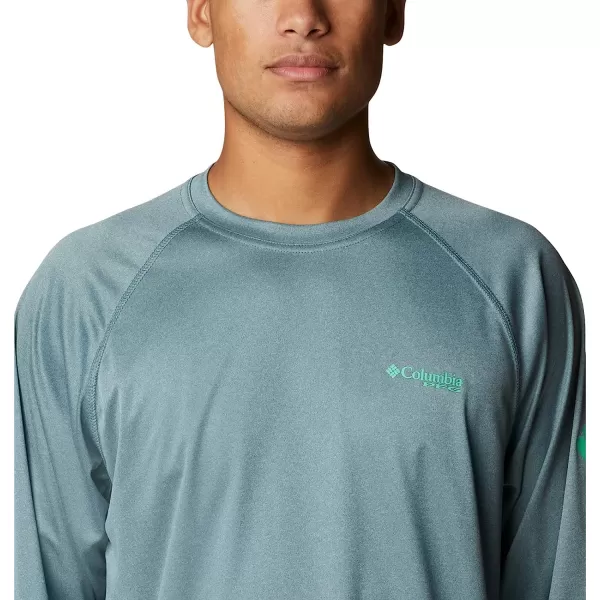 imageColumbia Mens Terminal Tackle Long Sleeve ShirtMetal HeatherLight Jade Logo