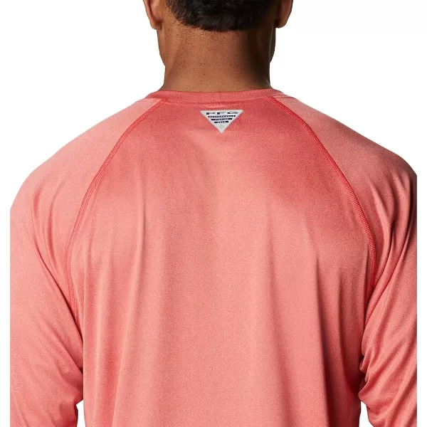 imageColumbia Mens Terminal Tackle Long Sleeve ShirtRed Hibiscus HeatherWhite Logo