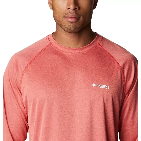 imageColumbia Mens Terminal Tackle Long Sleeve ShirtRed Hibiscus HeatherWhite Logo