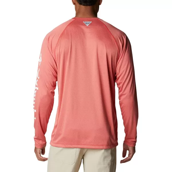 imageColumbia Mens Terminal Tackle Long Sleeve ShirtRed Hibiscus HeatherWhite Logo