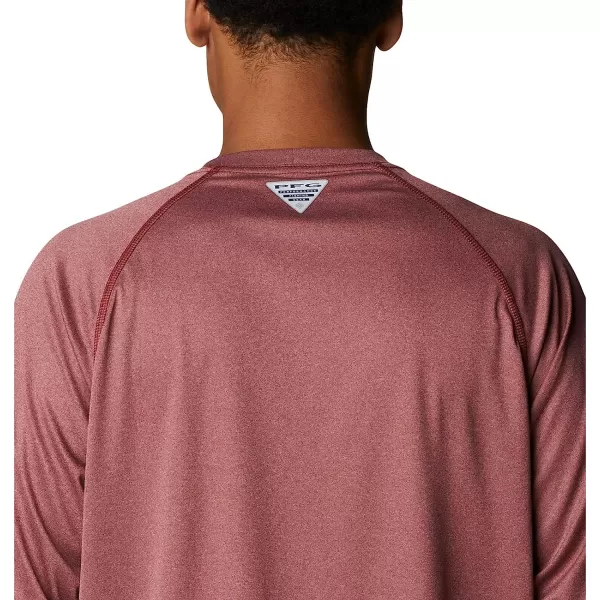 imageColumbia Mens Terminal Tackle Long Sleeve ShirtRed Jasper HeatherWhite Logo