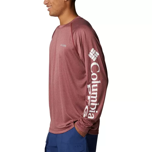 imageColumbia Mens Terminal Tackle Long Sleeve ShirtRed Jasper HeatherWhite Logo