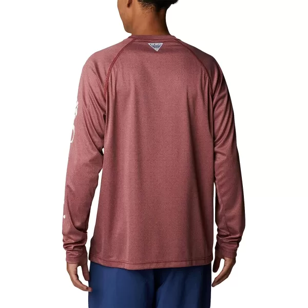 imageColumbia Mens Terminal Tackle Long Sleeve ShirtRed Jasper HeatherWhite Logo