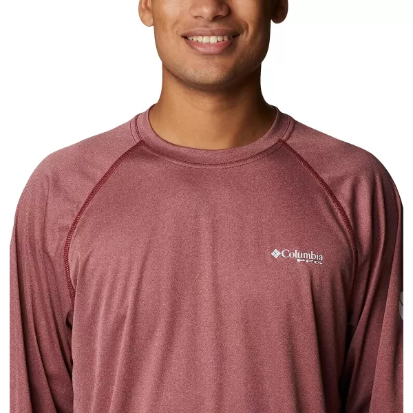 imageColumbia Mens Terminal Tackle Long Sleeve ShirtRed Jasper HeatherWhite Logo