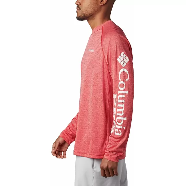 imageColumbia Mens Terminal Tackle Long Sleeve ShirtRed Spark HeatherWhite Logo