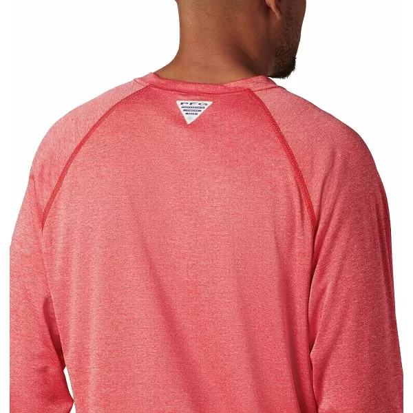 imageColumbia Mens Terminal Tackle Long Sleeve ShirtRed Spark HeatherWhite Logo