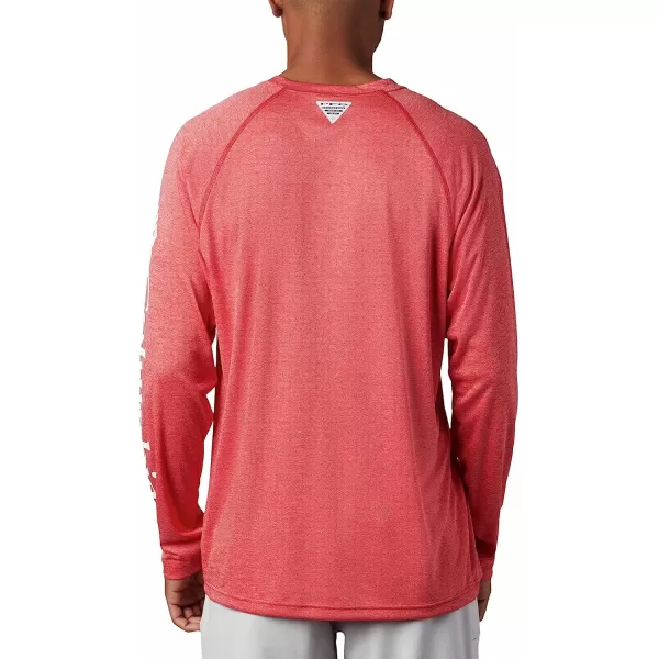 imageColumbia Mens Terminal Tackle Long Sleeve ShirtRed Spark HeatherWhite Logo