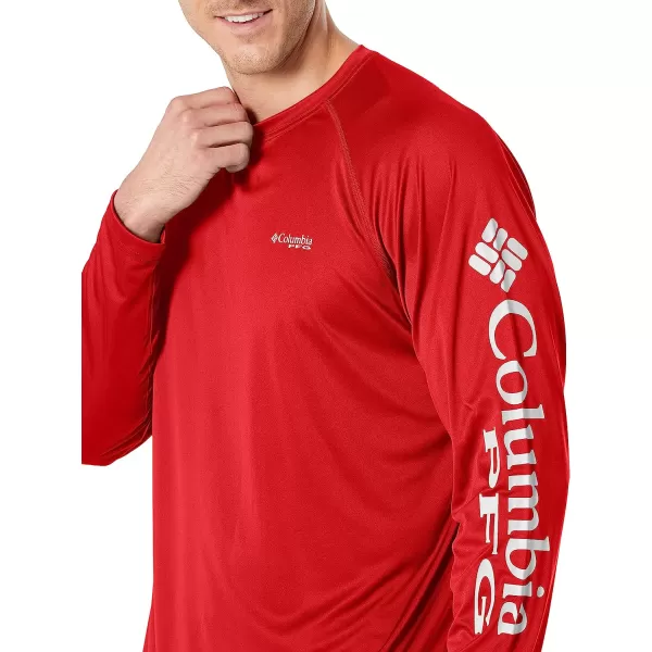 imageColumbia Mens Terminal Tackle Long Sleeve ShirtRed SparkWhite Logo