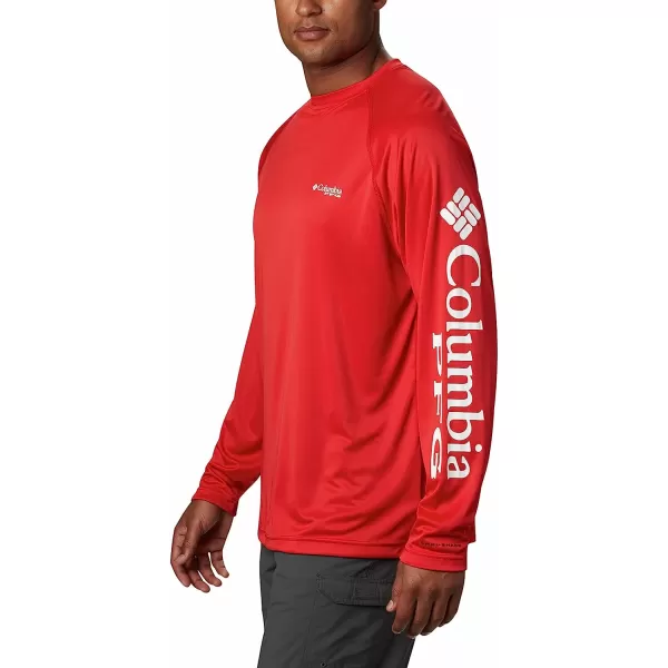 imageColumbia Mens Terminal Tackle Long Sleeve ShirtRed SparkWhite Logo