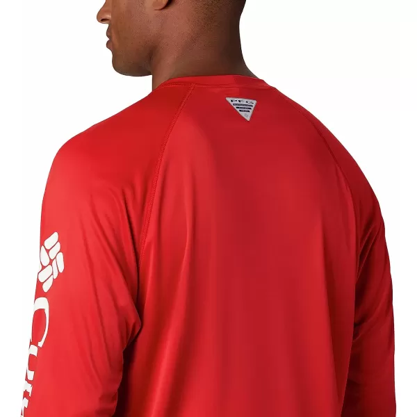 imageColumbia Mens Terminal Tackle Long Sleeve ShirtRed SparkWhite Logo