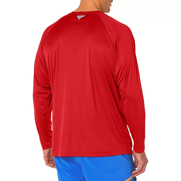 imageColumbia Mens Terminal Tackle Long Sleeve ShirtRed SparkWhite Logo
