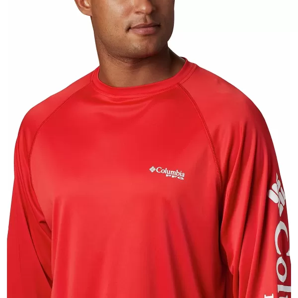 imageColumbia Mens Terminal Tackle Long Sleeve ShirtRed SparkWhite Logo