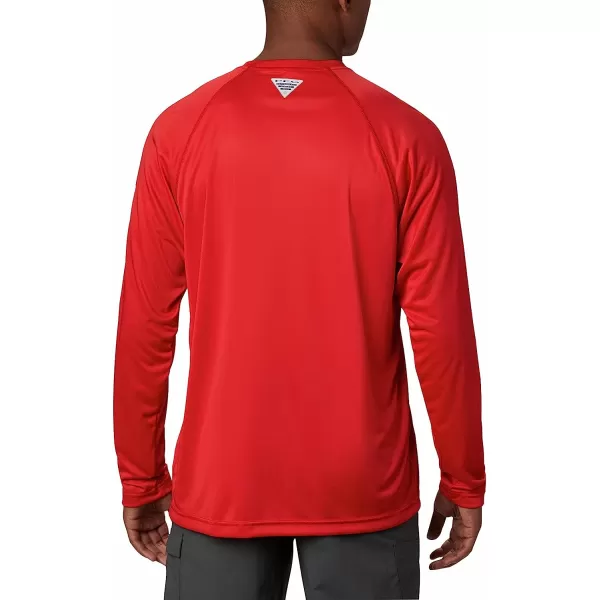 imageColumbia Mens Terminal Tackle Long Sleeve ShirtRed SparkWhite Logo
