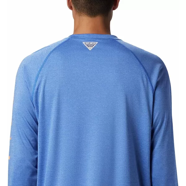 imageColumbia Mens Terminal Tackle Long Sleeve ShirtVivid Blue HeatherBright Nectar Logo
