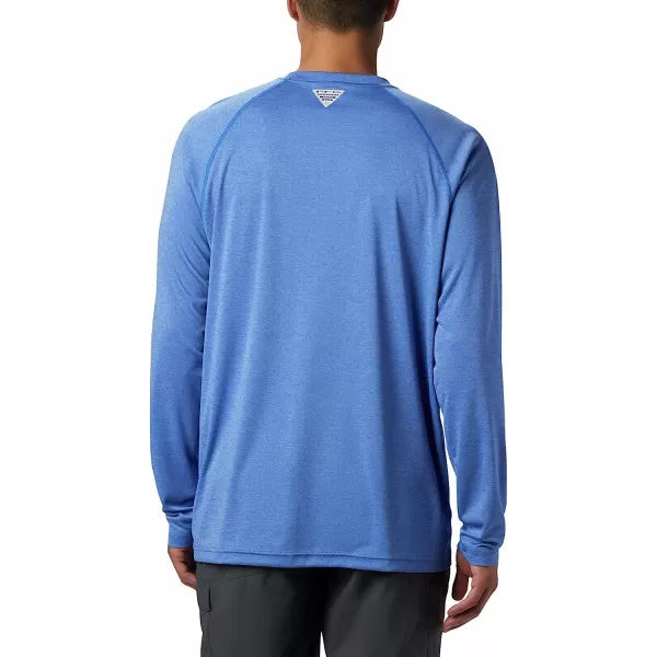 imageColumbia Mens Terminal Tackle Long Sleeve ShirtVivid Blue HeatherBright Nectar Logo
