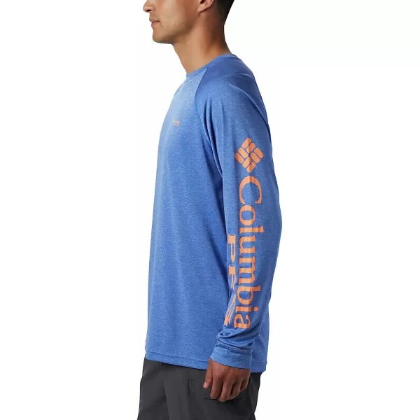 imageColumbia Mens Terminal Tackle Long Sleeve ShirtVivid Blue HeatherBright Nectar Logo