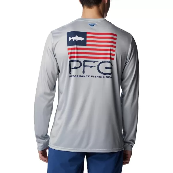 imageColumbia Mens Terminal Tackle PFG Fish Star Long SleeveCool GreyCollegiate Navy Trout