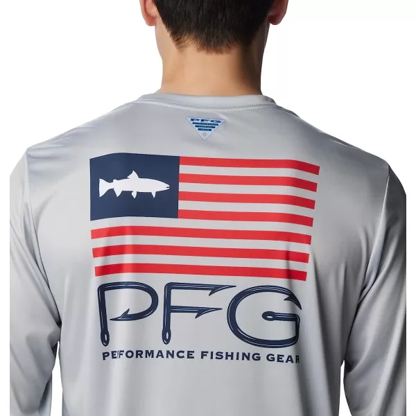 imageColumbia Mens Terminal Tackle PFG Fish Star Long SleeveCool GreyCollegiate Navy Trout
