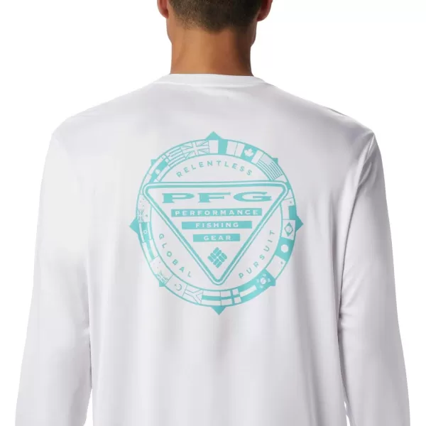 imageColumbia Mens Terminal Tackle PFG Global Compass LSWhiteBright Aqua