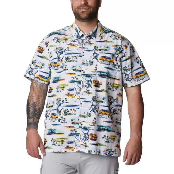 imageColumbia Mens Trollers Best Short Sleeve ShirtWhite Watercolor Island Print
