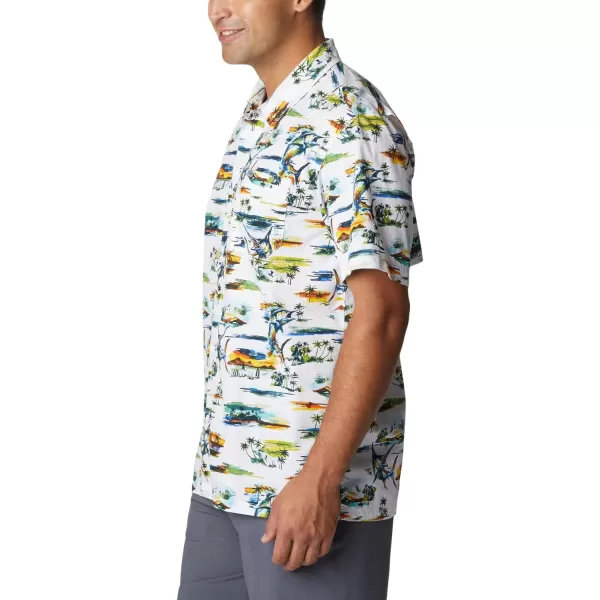 imageColumbia Mens Trollers Best Short Sleeve ShirtWhite Watercolor Island Print