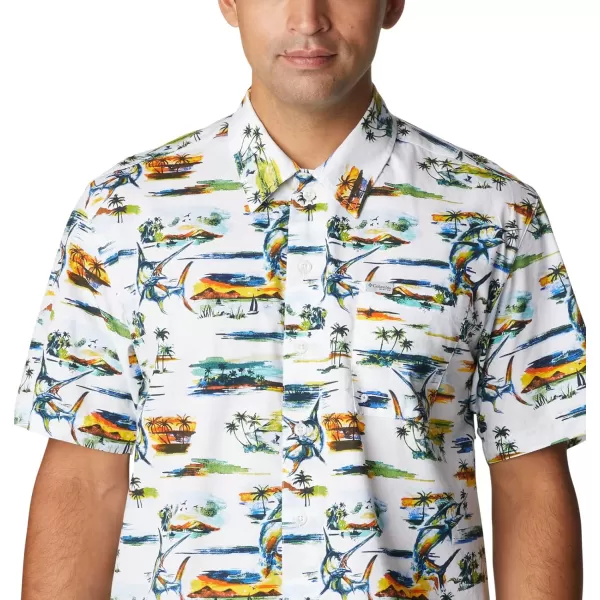 imageColumbia Mens Trollers Best Short Sleeve ShirtWhite Watercolor Island Print