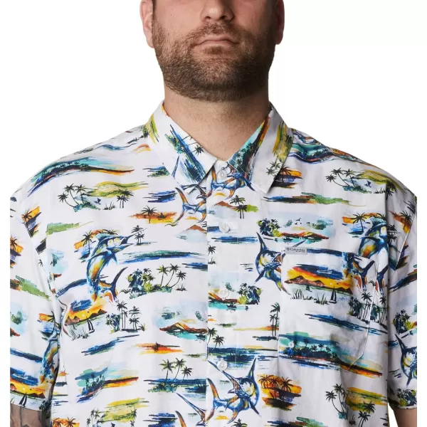 imageColumbia Mens Trollers Best Short Sleeve ShirtWhite Watercolor Island Print